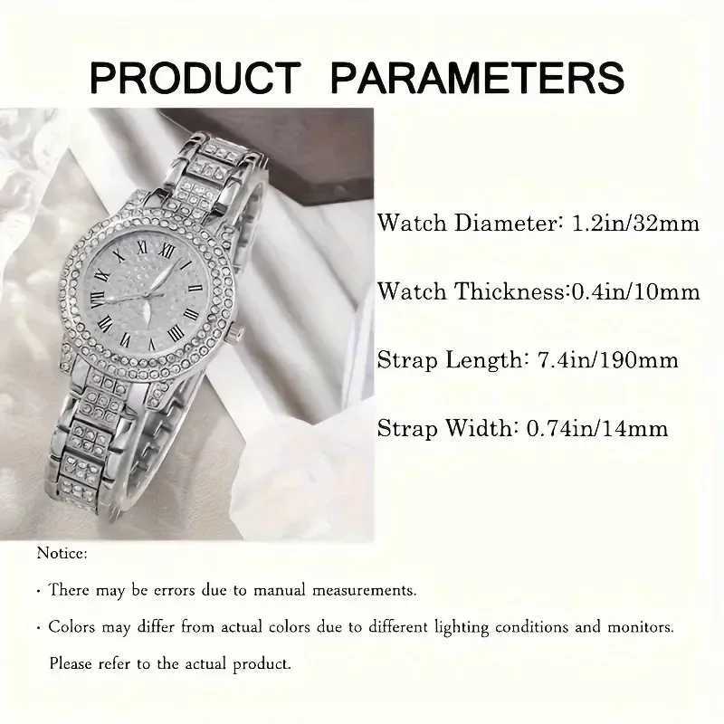 Glamorous 6-piece/set Wens luxury rhinestone quartz watch with Re number - Fashion simulation watch jewelry set X2411061