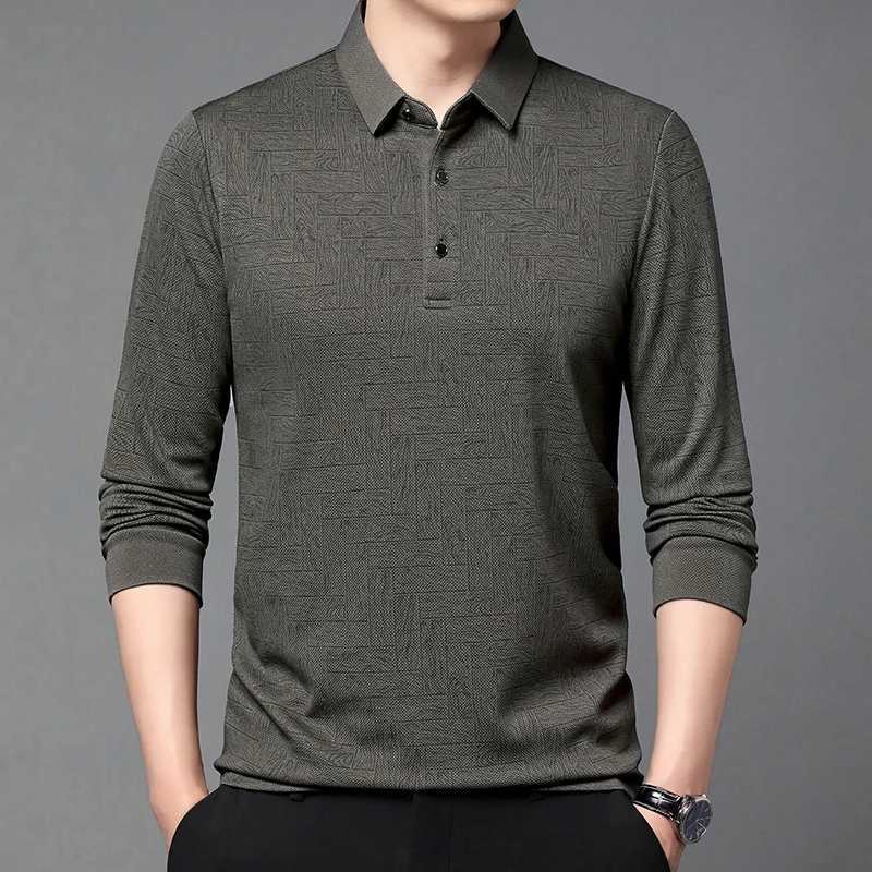 Luxury long sved mens shirt autumn new fashion lapel texture design skin friendly fabric casual T-shirt W241106