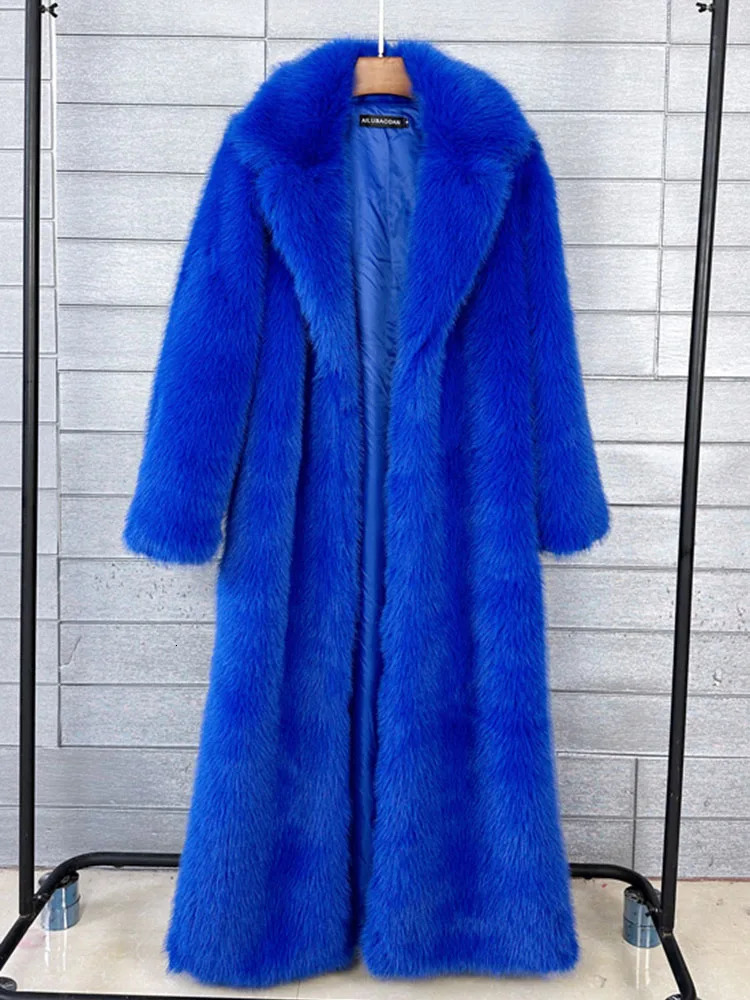 ZADORIN 130cm Super Long Fluffy Faux Fur Coat Women Jacket Winter Lapel Thicken White Coats for Outerwears 241104