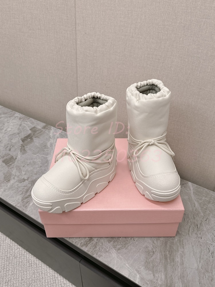 Cute Cross-Tied Warm Snow Round Toe Platform Height-Increase Waterproof Boots Women New Autumn Winter Fashion Shoes 2024
