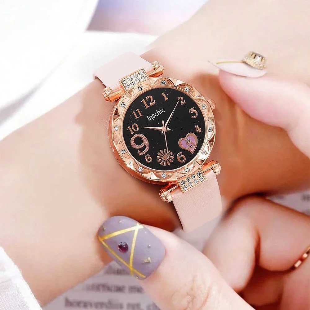 Luxury Fashion Mti Colorful PU Leather Strap Womens Quartz Watch Alloy Bracelet Womens Gift Rel gio Feminino X241106