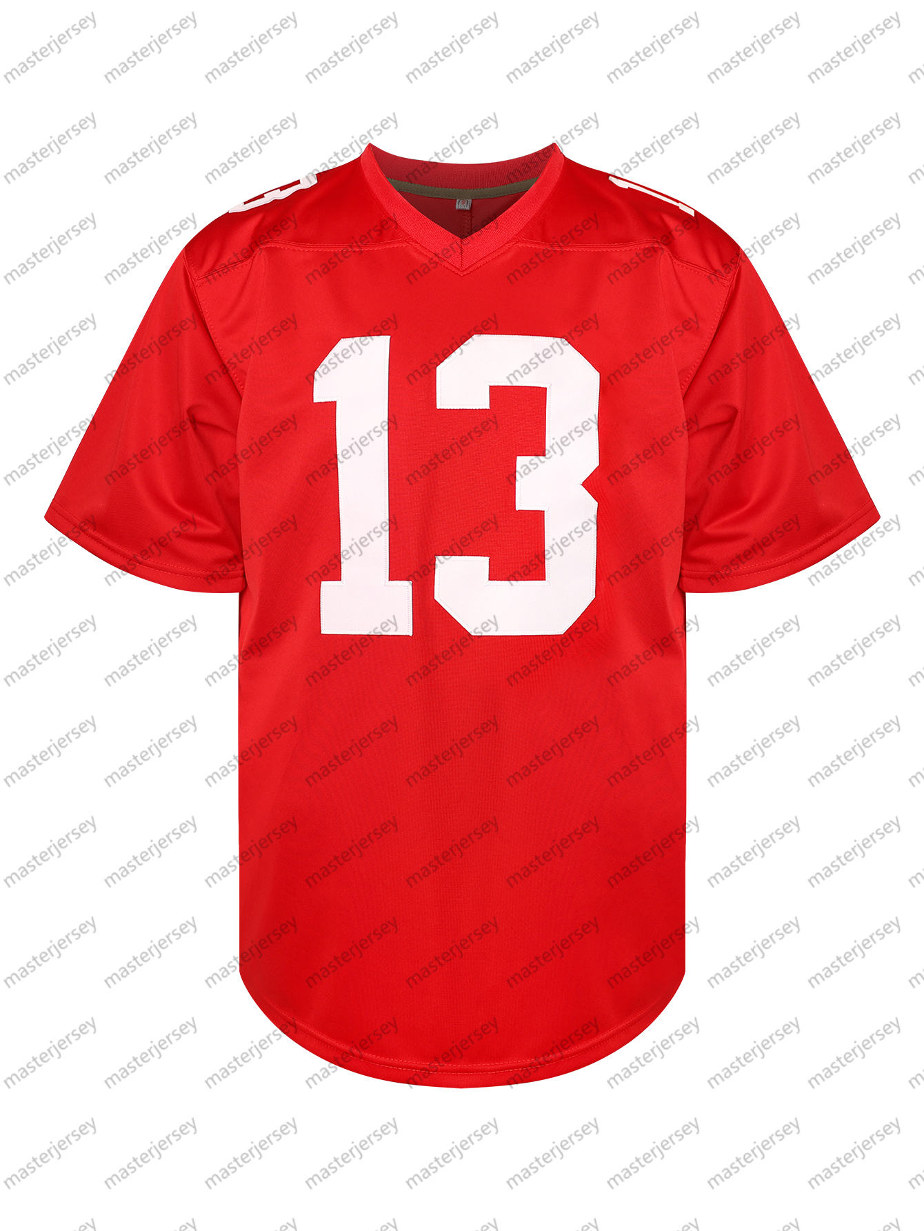 #13 PURDY Comfy V-Neck Football Jerseys Men Mesh Embroidery for Training and Competition Breathable Moisture-Wicking Short Sleeve Top for Active jerse