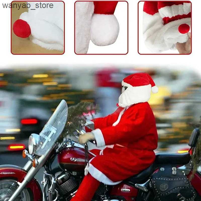 Wide Brim Hats Bucket Hats Santa Cycling Helmet Christmas Motorcycle Helmet Cover Full Face Safe Hat Santa Claus Racing Cap Merry Christmas Decor L240