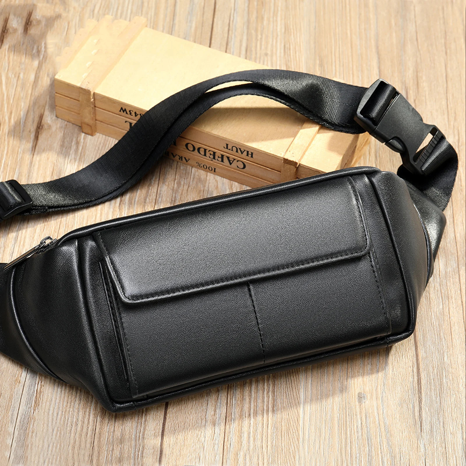 Mens leather waist bag mens leather waist belt bag mens Fanny bag summer outdoor phone bag black brown waist bag241106