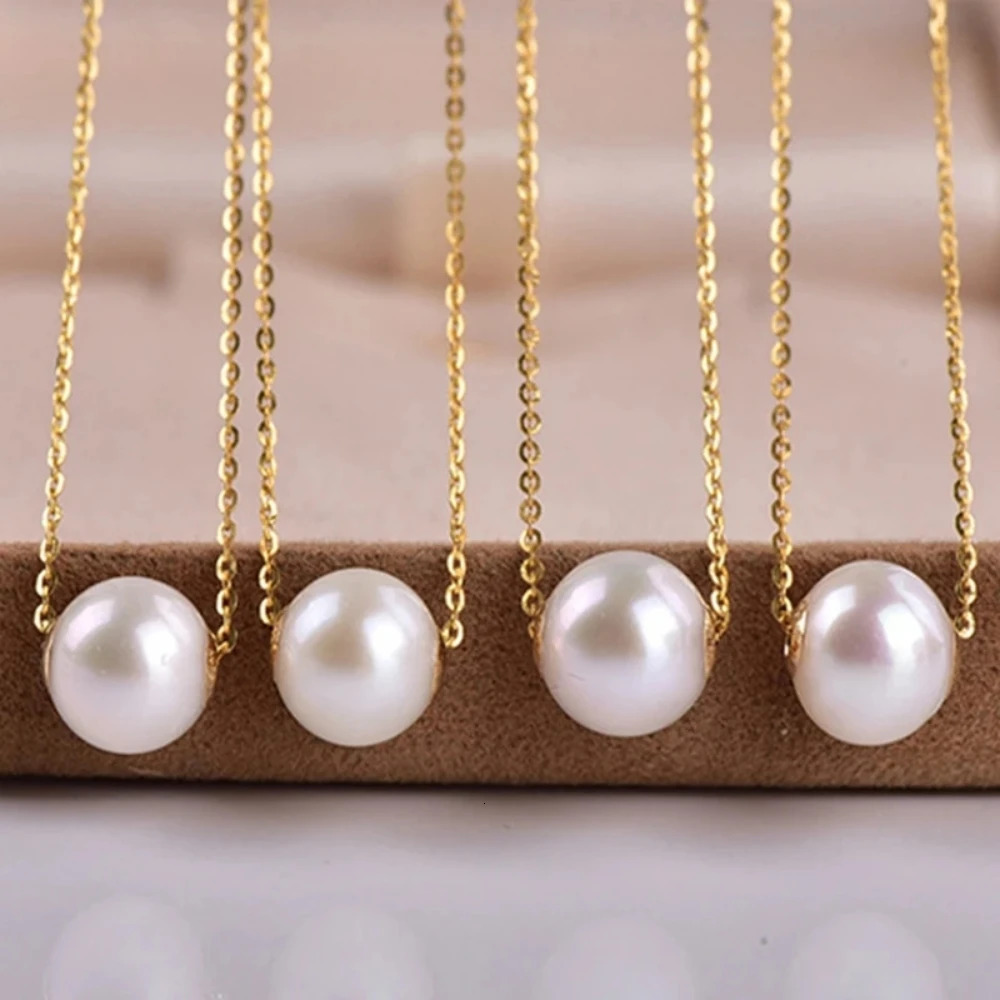 A genuine 18K gold necklace natural freshwater pearl pendant pure AU750 chain exquisite jewelry gift for women DC1007 241106