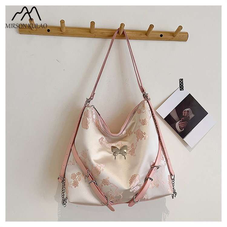 Embroidery Tote Women 2024 New Fashion All-In-One Shoulder Bag Network Red Popular Commuter Backpack