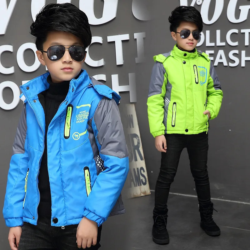 Winter Warm Fleece Padded Thick Child Coat Waterproof Contrast Detachable Hood Zipper Girls Boys Jackets Kids Outfits 3-12 Years 241106