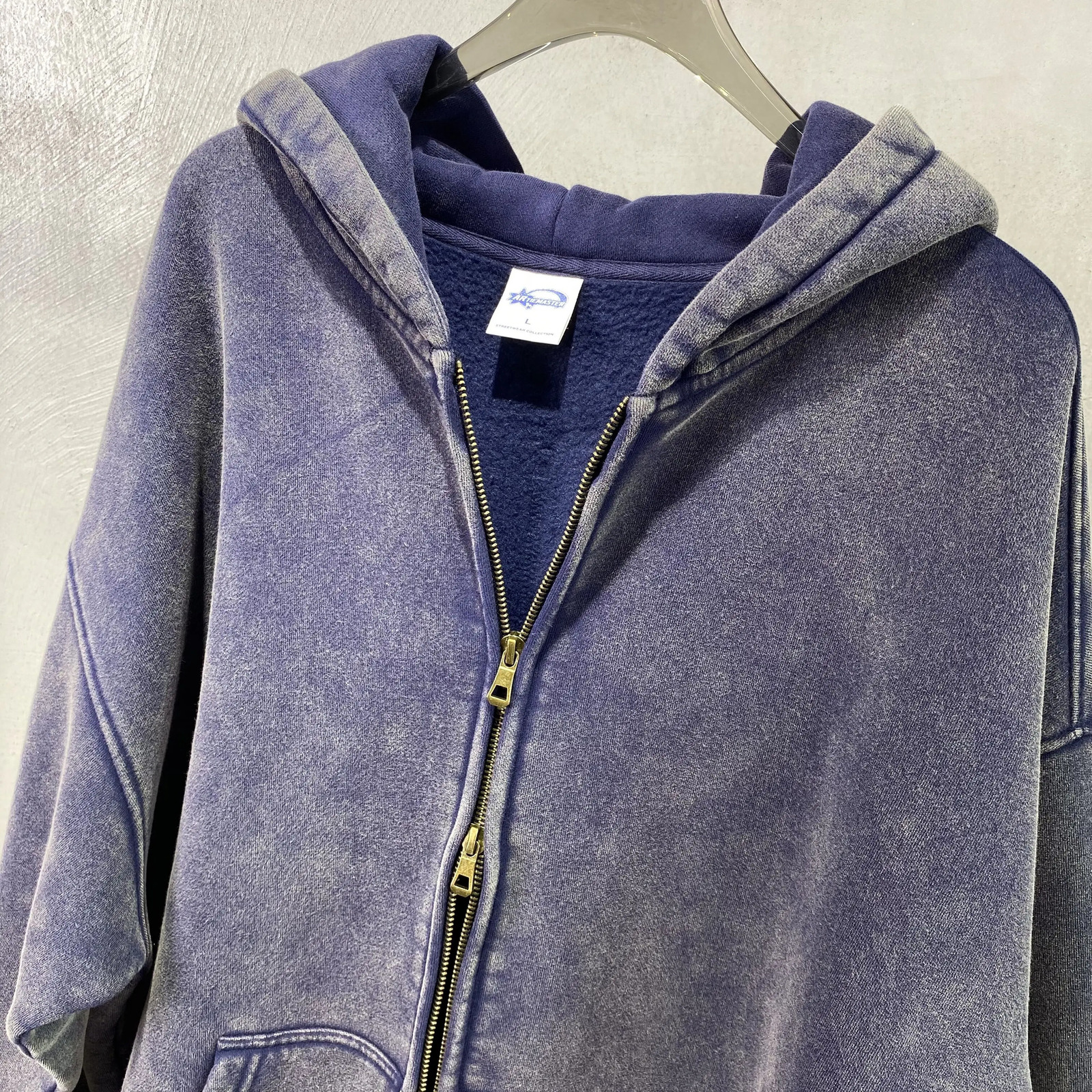 Wax dyed wool zippered hoodie 241106