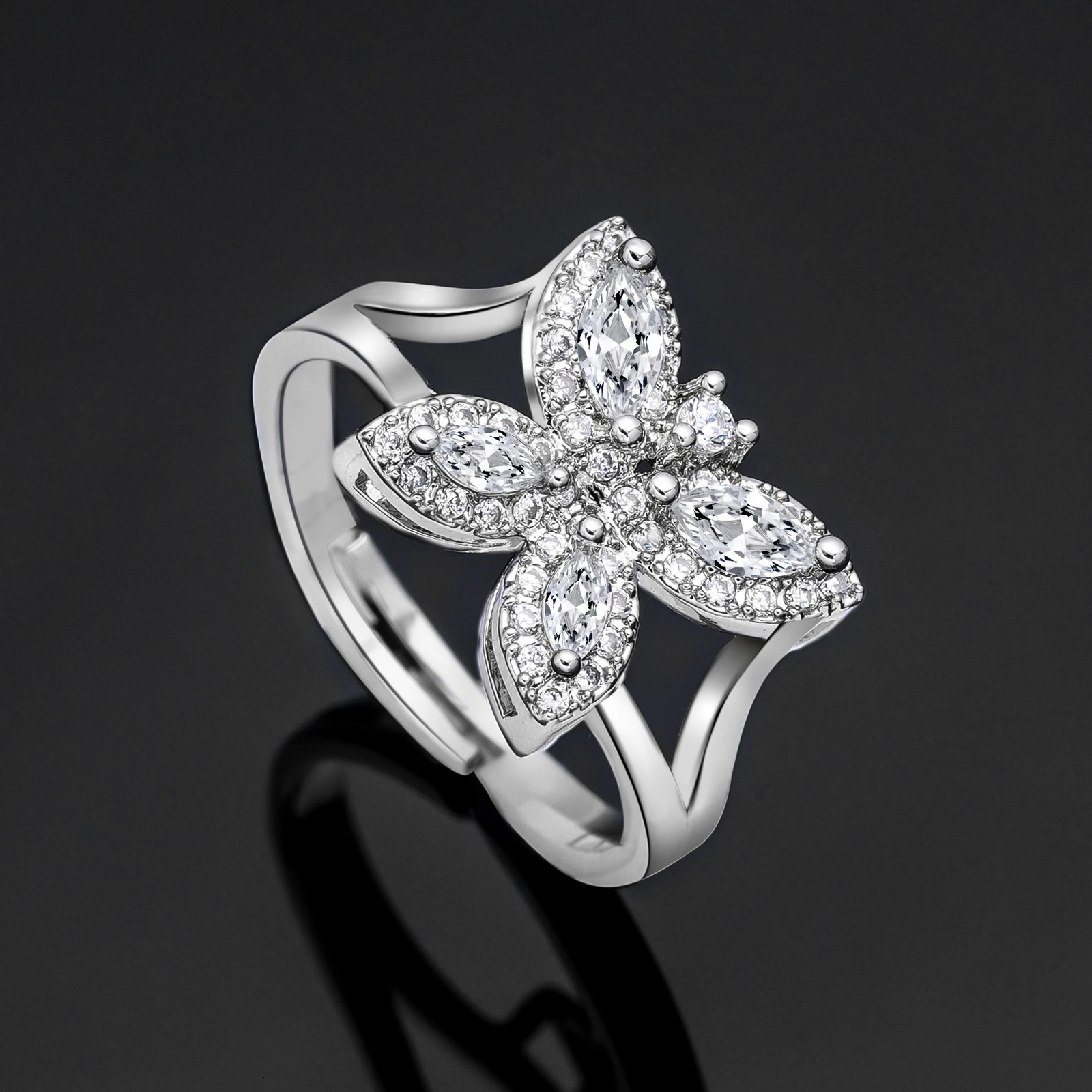 Fashionable 4-piece wedding jewelry set suitable for womens wedding parties zirconia Dubai bride jewelry set 241106