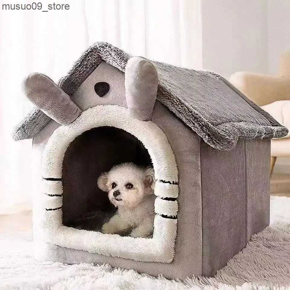 kennels pens Cat Supplies Soft Cat Bed House Deep Sleep Winter House Dog Cover Pet Tent Removable Mat L240910