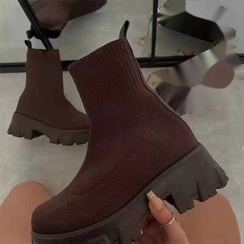CMM Flyknit Sports Short Boots Womens Boots Large One Step Sock Boots Autumn Winter New Collection