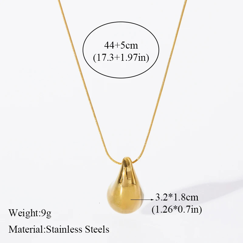 EILIECK 316L Stainless Steel Gold Color Water Drops Necklace Earrings Trendy For Women Party Gift Waterproof Jewelry Set 241106