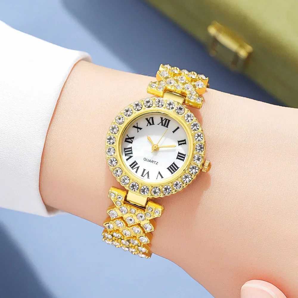 5-piece watch set necklace earrings rhinestones fashionable watch womens casual watch womens watch bracelet set clock Reloj X241106