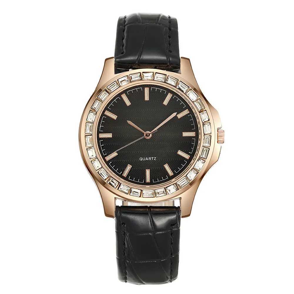 Luxury large dial womens brand diamond set quartz watch fashion 2023 new simple leather Wens watch X241106