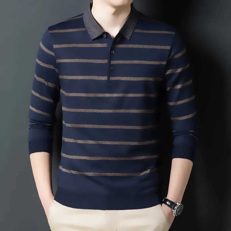 Cotton mens shirt long Sve autumn striped collar shirt mens loose fit shirt Korean clothing top W241106