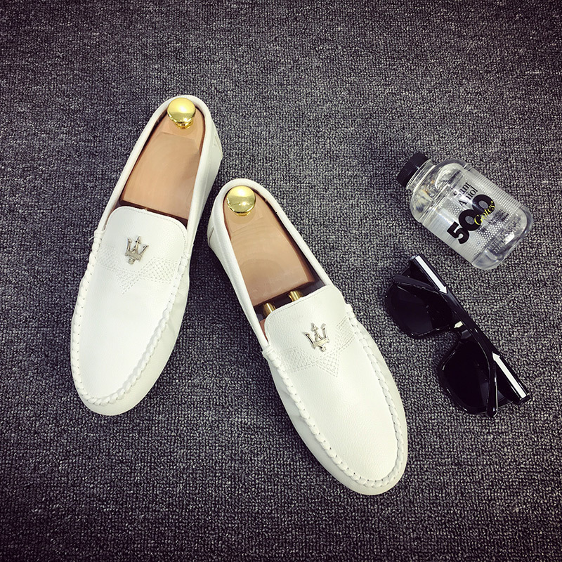 Dou for Men's Versatile Spring and Autumn, Soft Sole Anti slip Driving Trendy Social Spirit, Lazy Man Leather Shoes, Lefu Shoes