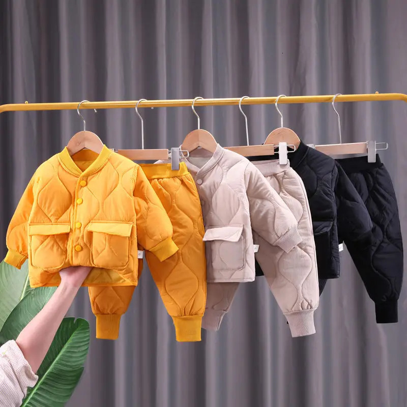 Winter Autumn Baby Boys Clothes Full Sleeve Parkas Pants 2pcsSet Cotton Warm Ski Suit Children Clothing Toddler Tracksuits 241106