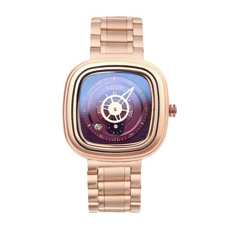 Hk luxury brand fashionable high-quality steel strap waterproof watch personality cndar couple mens text gift watch X241106