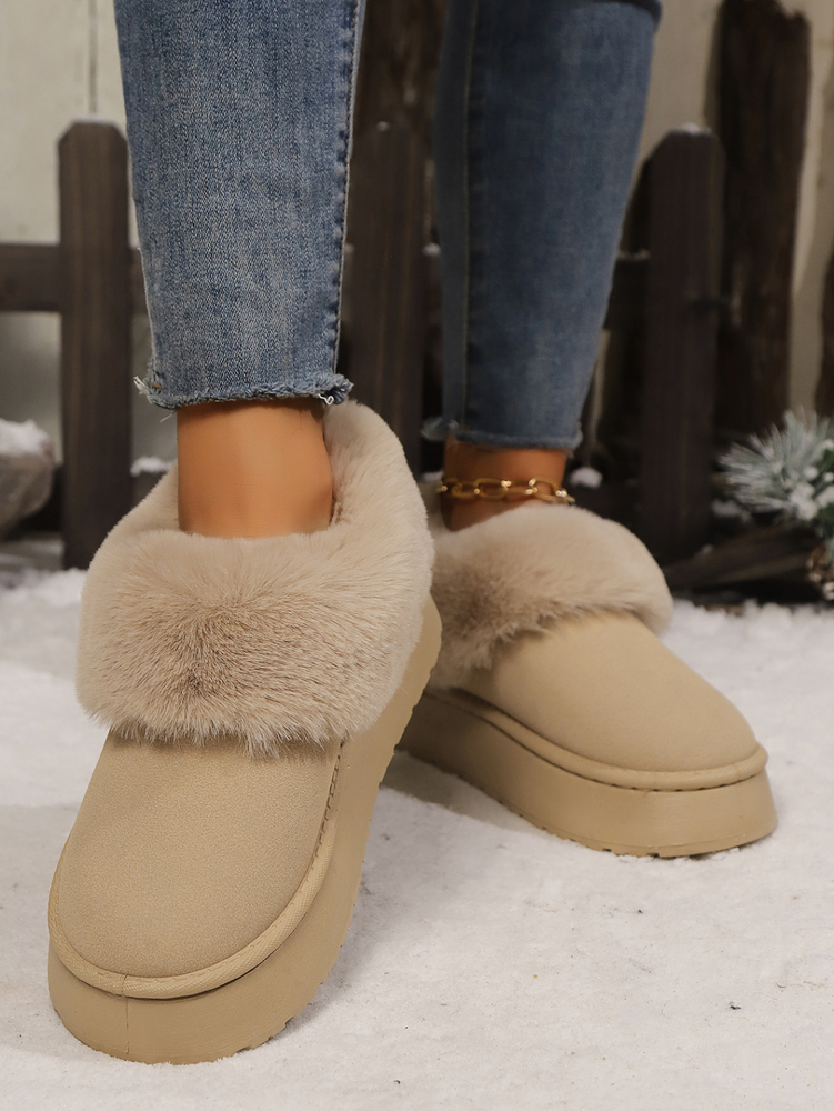 2025 New Warm Designer Women's Winter Flat Shoes Short Plush Fur Ankle Snow Boots Casual Shoes Sports Suede Motorcycle Botas