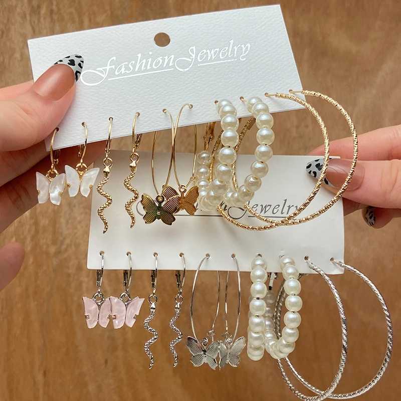 Geely Pearl Earring Set Leopard for Wen Girls Round Pendant Earring Set Acrylic Metal Square Round Party Jewelry X241106