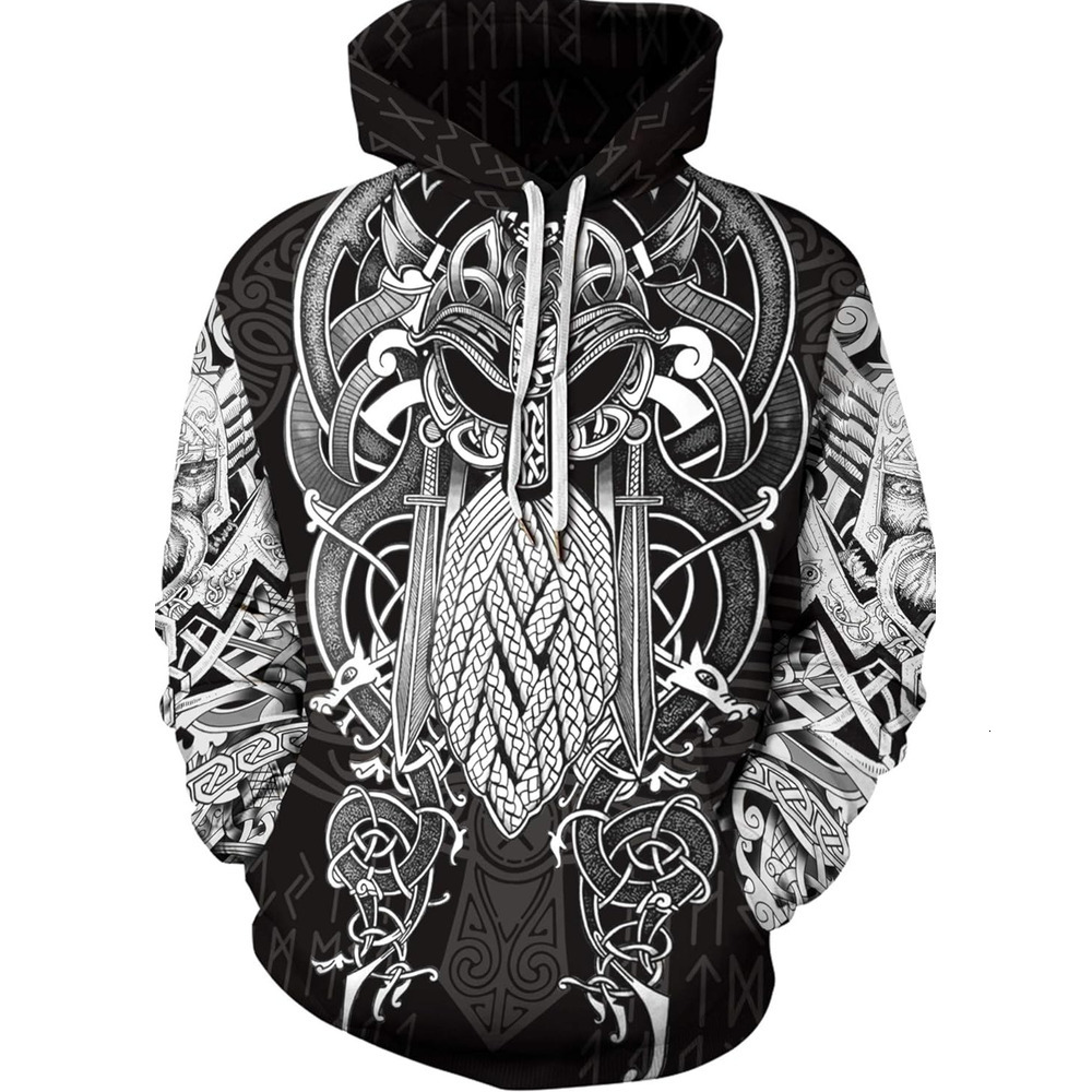 Hoodie for Mens Womens Mens Viking fashion Tattoo 3D Digital Print Hoodies Pullover Sweatshirt Graphic Hoodies sweatshirt Pullover Long Sleeve