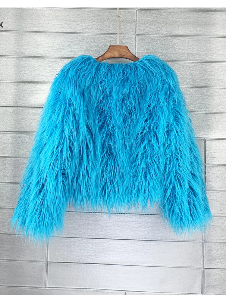 Colorful Women Coats Autumn Winter Fashion Pink Faux Fur Coat Elegant Thick Warm Outerwear Fur Woman Jackets 241106
