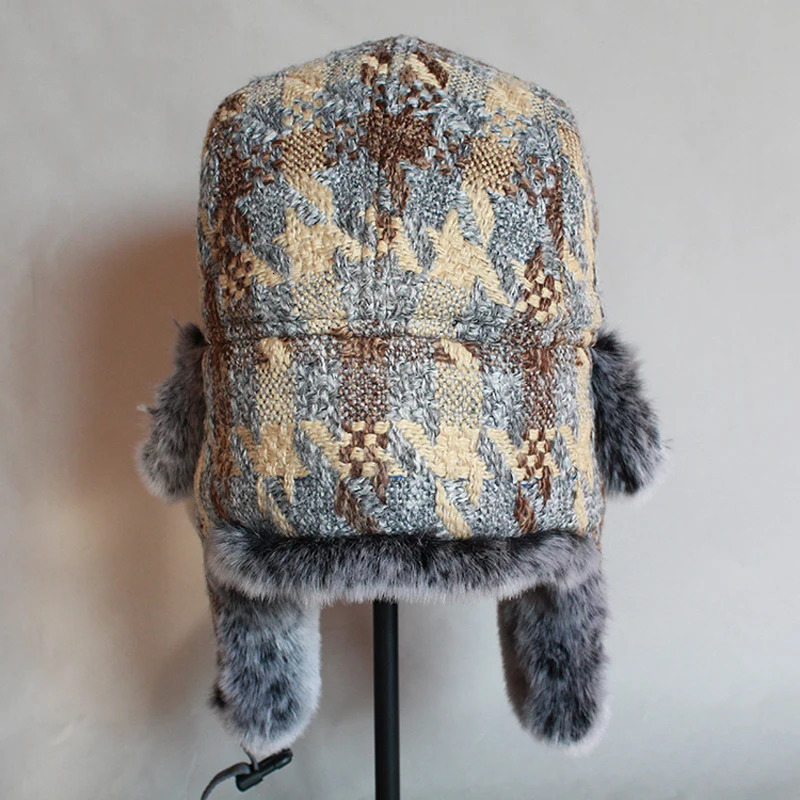 Mens womens trap hats Russian bomber hats faux fur winter Ushaka snow hats with ear flaps 241106
