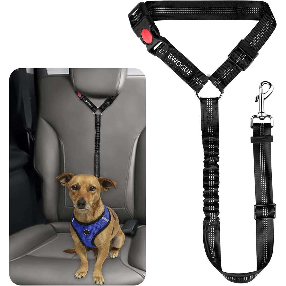 BWOGUE Pet Dog Cat Seat Belts, Car Headrest Restraint Adjustable Safety Leads Vehicle Seatbelt Harness (1 Pack)