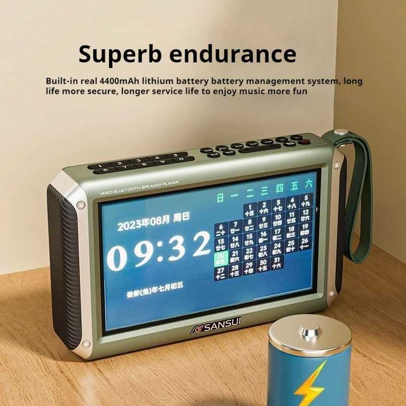 Radio SANSUI F55 Wireless Speaker 7-inch LED Display Ra Portable FM Ra TF Card Slot MP4 Music Player Video Speaker Z241106