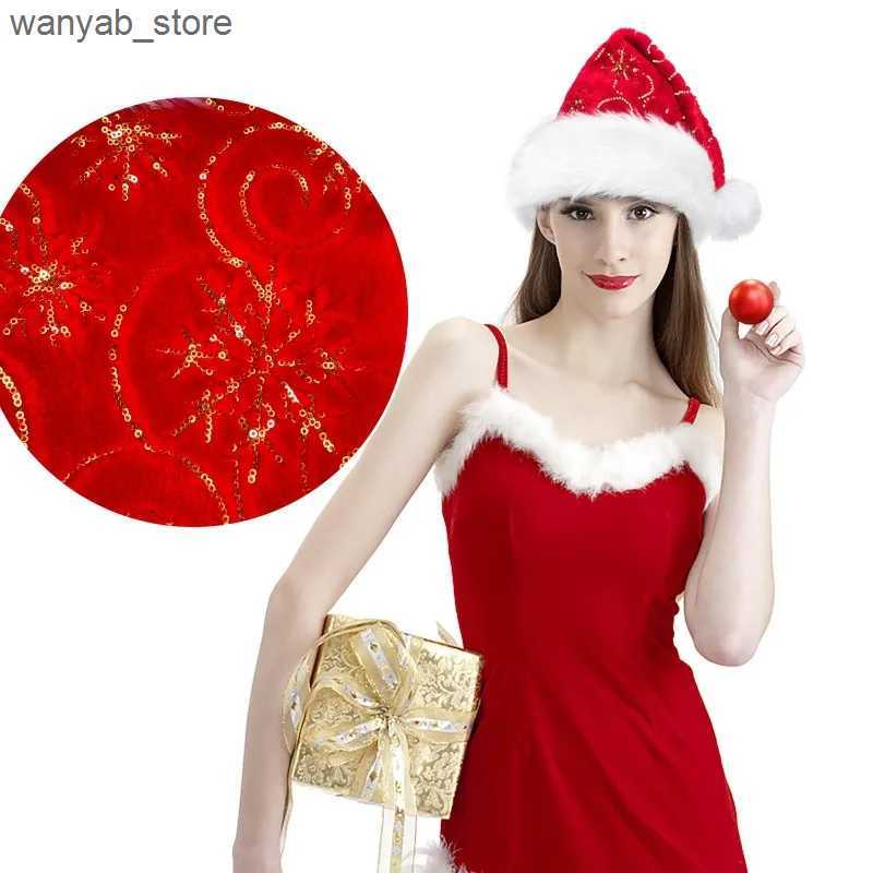 Wide Brim Hats Bucket Hats New High-end Plush Beaded Christmas Hat Christmas Decoration Gold Party Dress Embroidered Christmas Hat Decoration Santa Ha