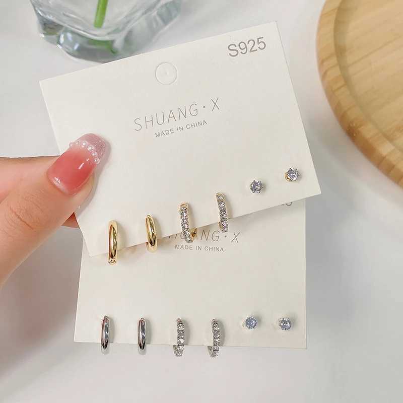 6 pieces/set of new fashionable metal round drop earrings used for trend pendants perforated earrings set jewelry gifts X241106