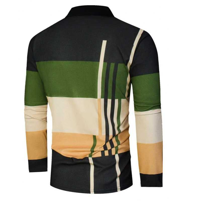 New mens spring autumn long Sve 3D digital printing magic color mens slim fit lapel top W241106