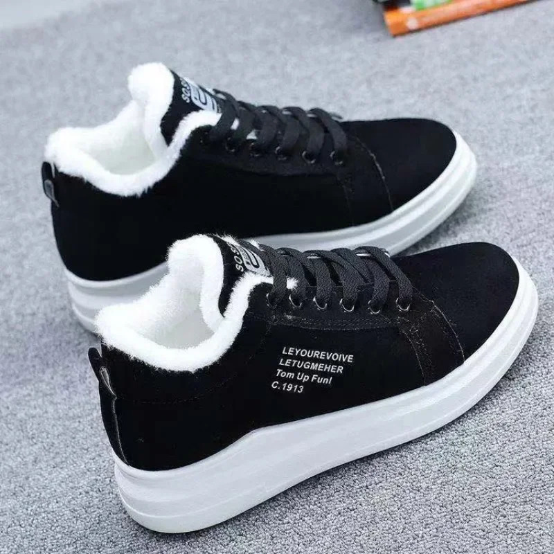 2025 Winter Women Ankle Boots Woman Warm Plush Vulcanized Casual Walking Sneakers Female Flats Lace-up Ladies Snow Shoes