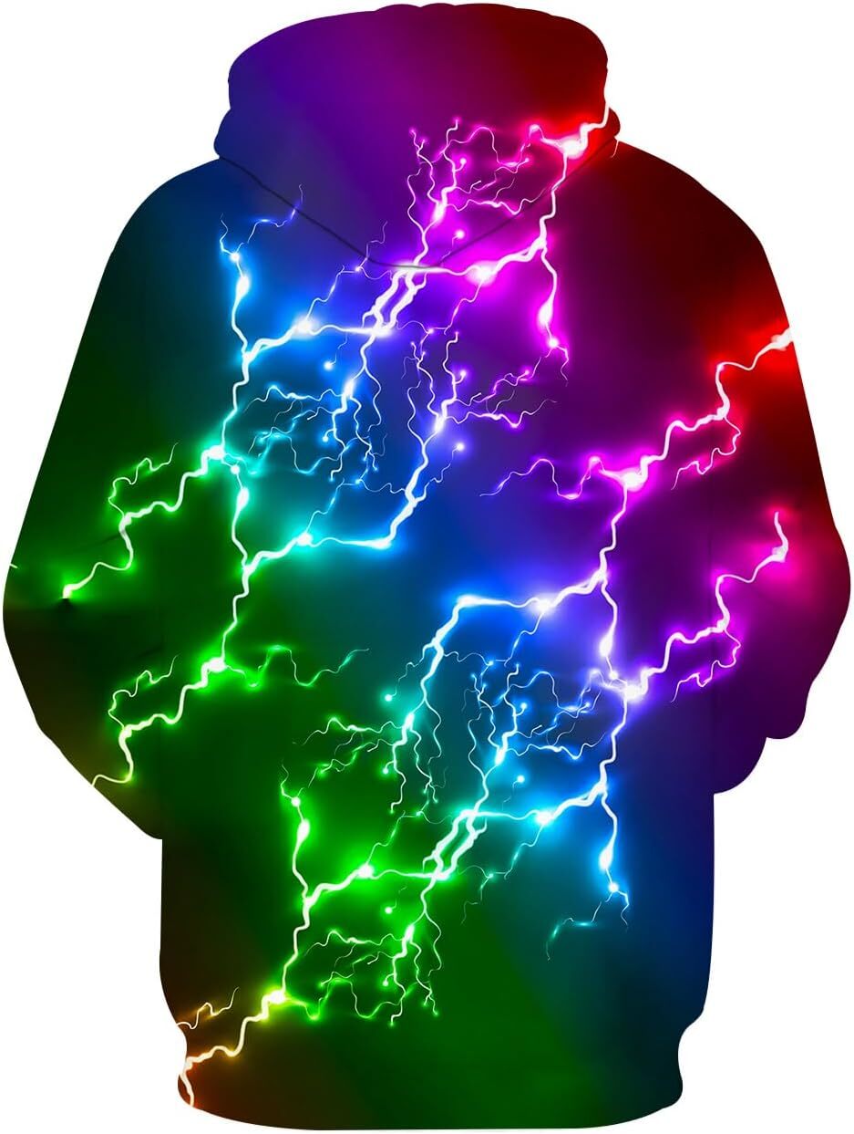 Hoodie for Mens Womens Unisex 3D Printed Sweatshirt for Men Women Graphic Hoodies sweatshirt Pullover Long Sleeve Color Lightning