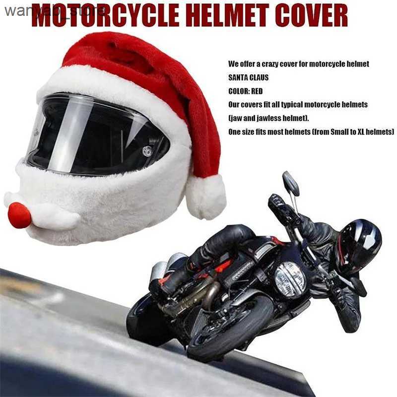Wide Brim Hats Bucket Hats New motorcycle helmet Christmas hat outdoor crazy funny Santa Claus motorcycle helmet cover Christmas L240910