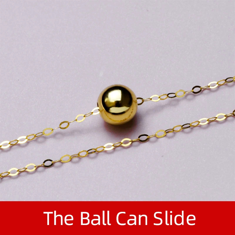 NYMPH Real 18K Gold Jewelry Necklace Pure Gold Ball Pendant Pure AU750 Chain Womens Exquisite Jewelry Wedding Gift D503 241106