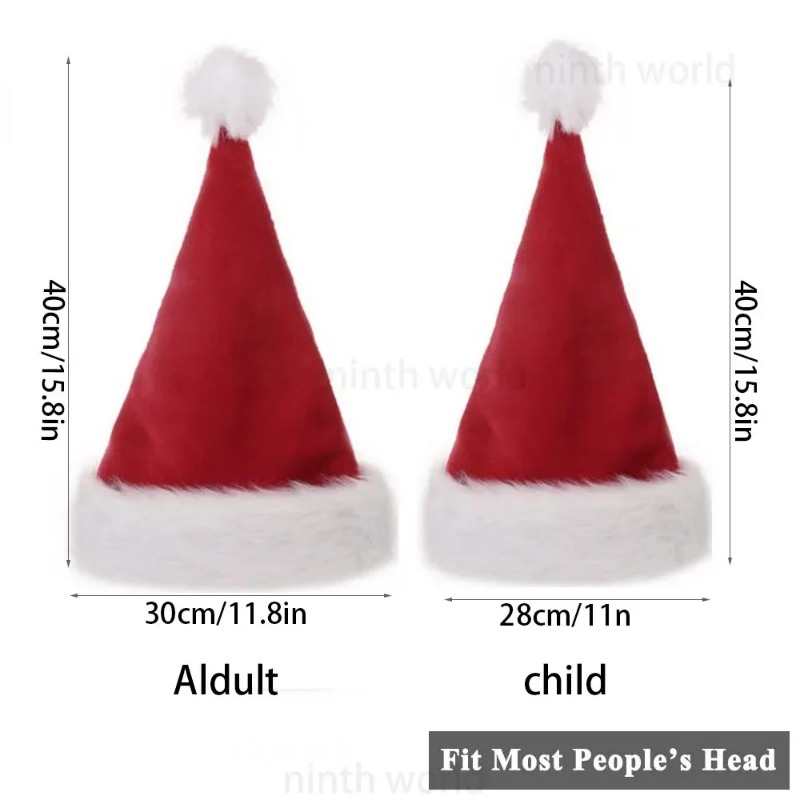 Christmas Hats 2024, Thick Plush Warm Winter Cap for Adults Kids, Xmas Santa Claus Gifts Home Decorations