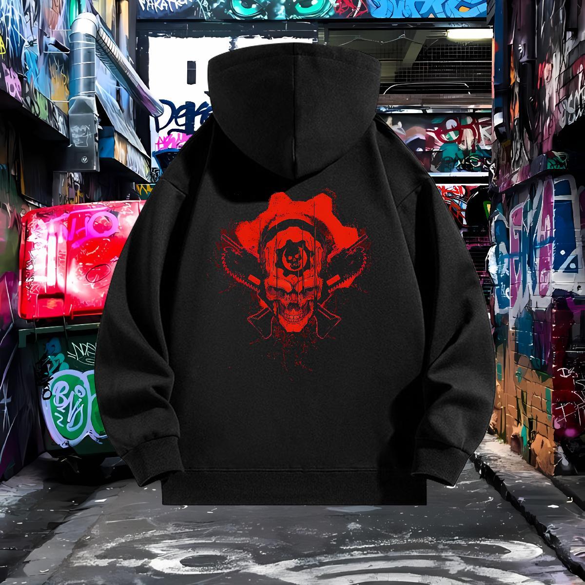 Wholesale Mens Hoodie Sweatshirt Breathable Drawstring Loose Men's Hooded Sweatshirt Custom Cartoon Tops Hoody Daily Outfit Cotton 350g