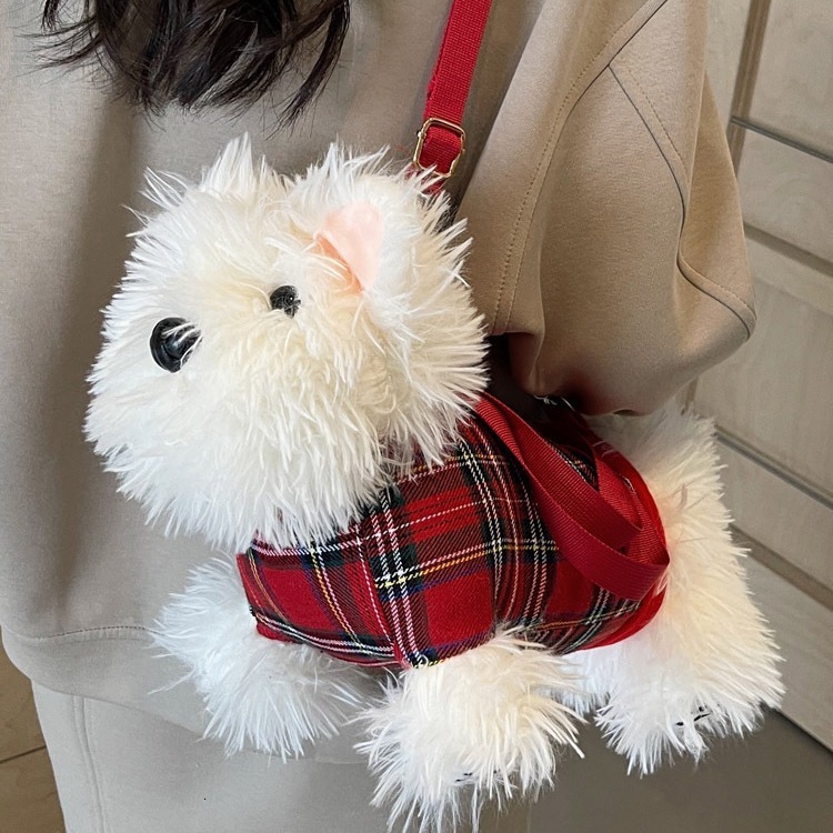 West Highland Dog Cute Cartoon Plush Small Female Versatile Casual Soft Girl Crossbody Bag Designer Bags Handbags Women