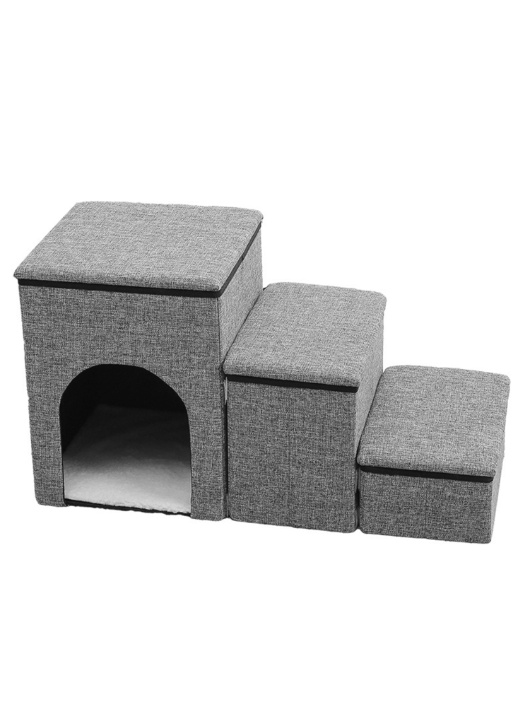 Folding Pet Stairs with Storage Box Non-Slip Pads High Beds Dog Puppy Ramp Dog Stairs for Indoor/Outdoor Travel Dog Cat Steps