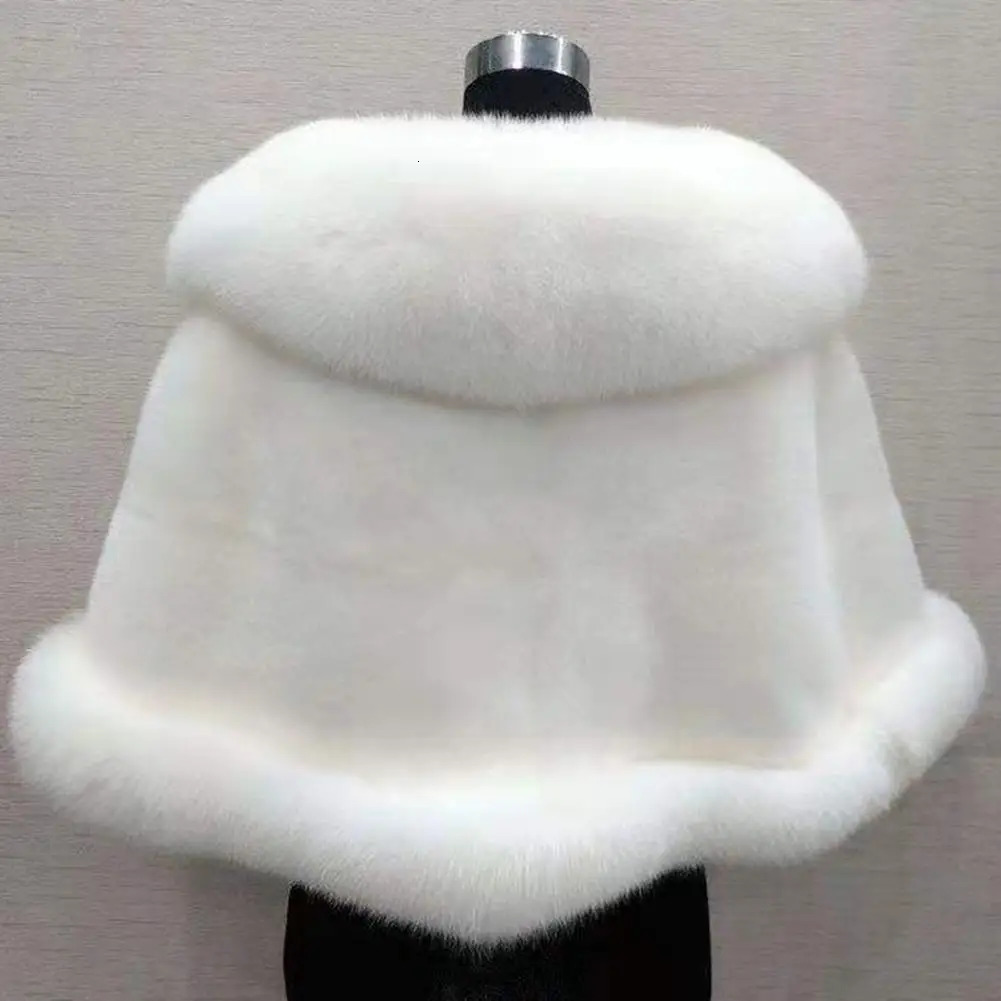Winter womens thick shawl warm solid color fluffy shawl artificial mink fur fox fur womens shawl womens daily clothing 241106