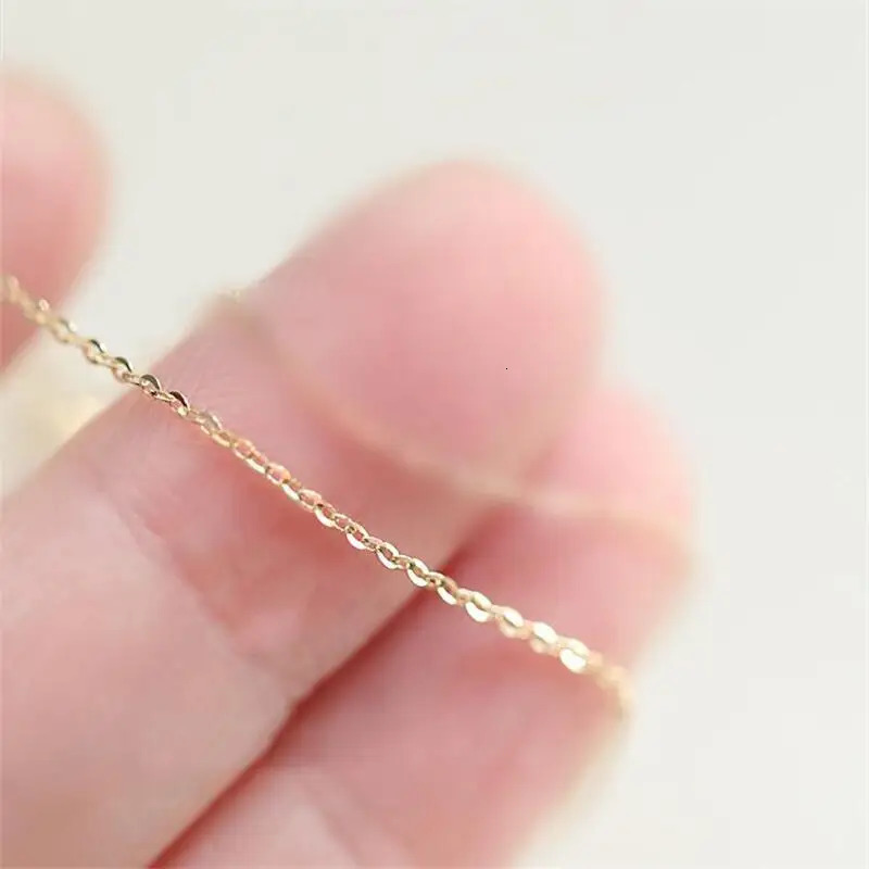 Goldtutu Genuine 14K Pure Gold Necklace Minimum Simple Style Necklace Chain Fine Jewelry Real Au585 for Women Girl kj159 241106