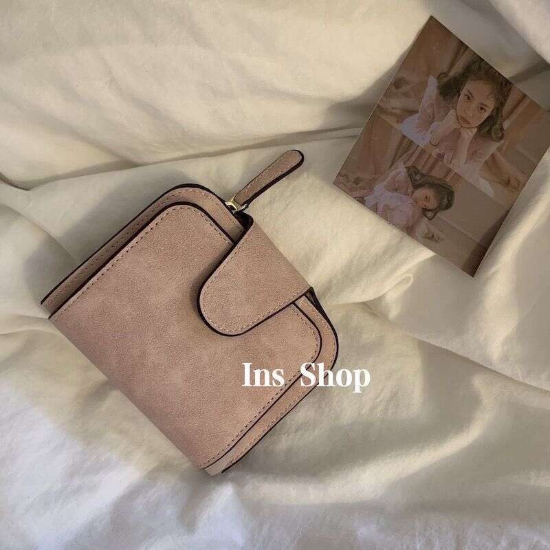 Women's Brown Student Wallet - Compact Folding Bag with Coin Pocket