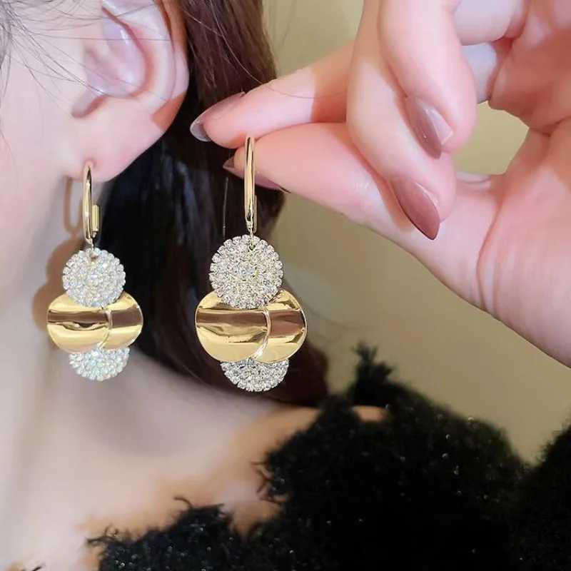 High quality Geely stainless steel circular pendant earrings used for jewelry gold crystal zircon ring earrings jewelry X241106