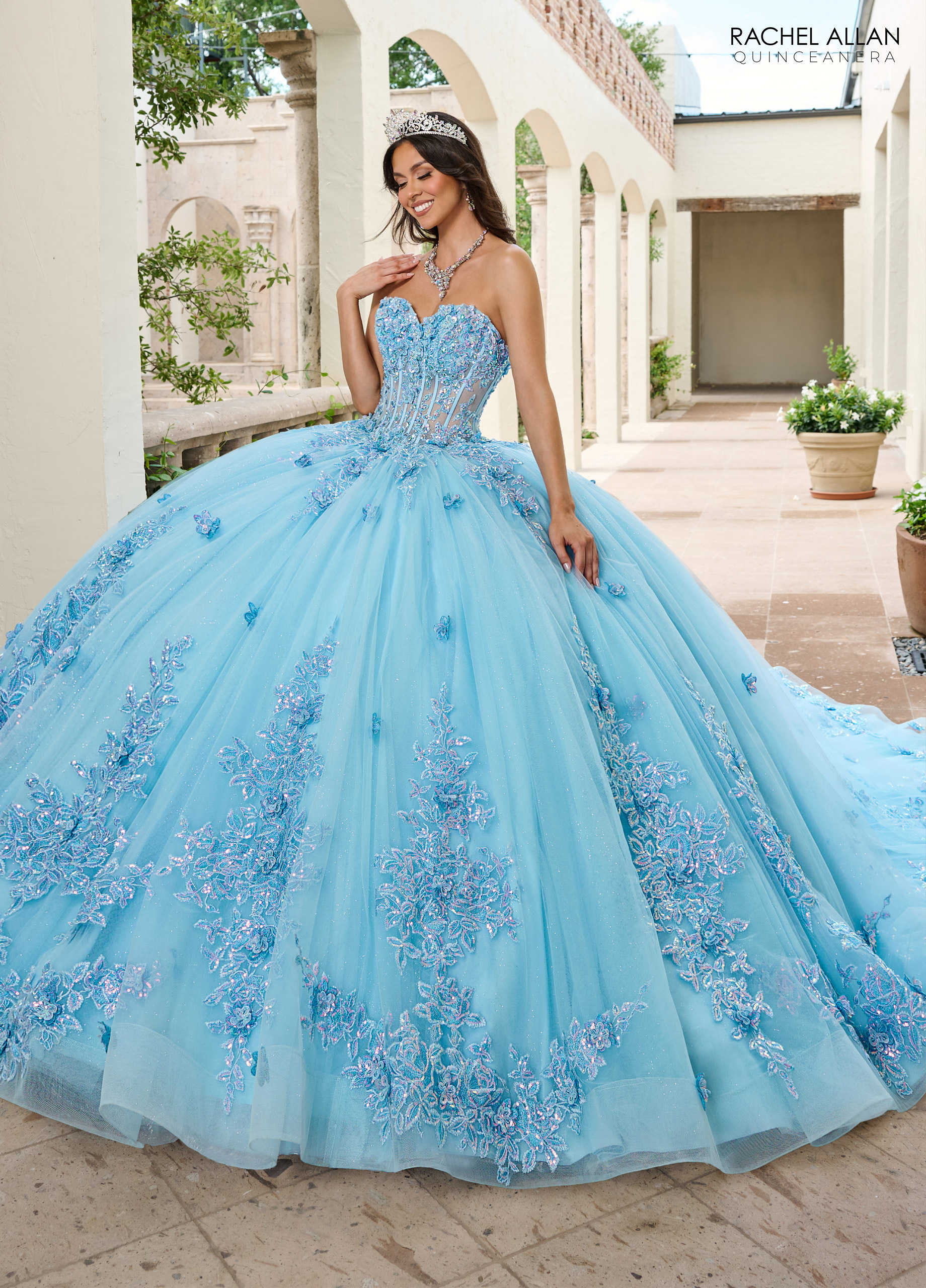 Bury Ball Gown Beaded Quinceanera Dresses Sequined Prom Gowns 3D Appliqued Sweetheart Necke Sixteen Sweet 15 Corset Masquerade Dress