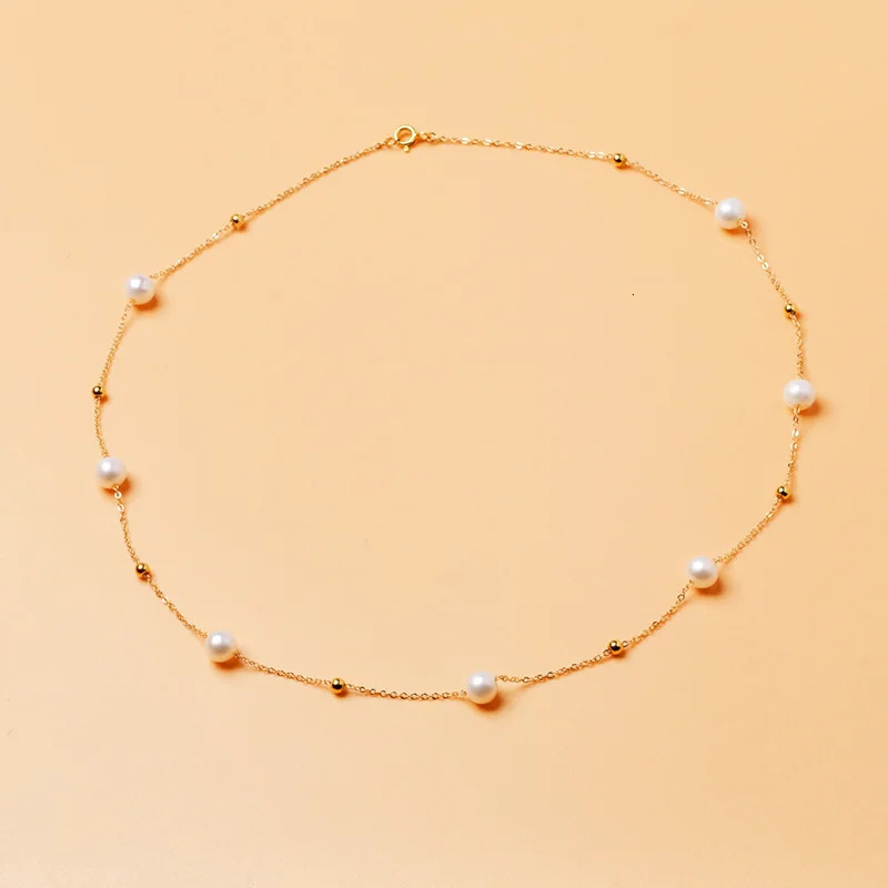 XF800 Natural Freshwater Pearl Necklace Exquisite Jewelry Near Round Necklace Gold Filled Anniversary Gift x10013 241106