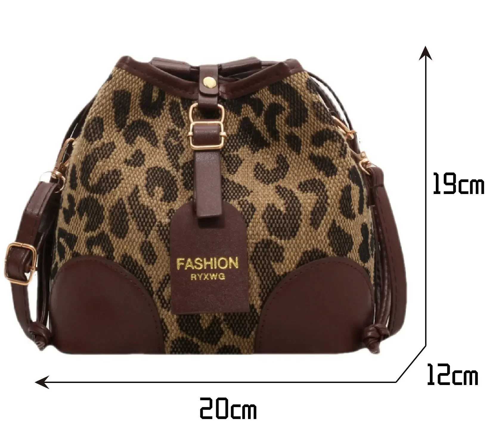 Leopard Small PU Leather Women Bucket Crossbody Bags 2024 Fall Designer Shoulder Bag Luxury Brand Ladies Handbag Lady Trend ToteC241108