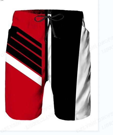 Simplicity Print Summer Mens Shorts Quick Dry Swimming Motorcycle Racing Shorts Oversized Casual Beach Pants Trend Men Clothing 240402