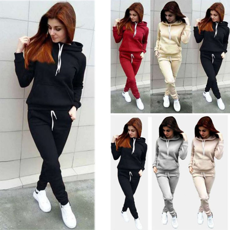 New Designer Hooded Sweater Women's Fashion Sports Set Solid Color Wool Women's Fashion Hoodie
