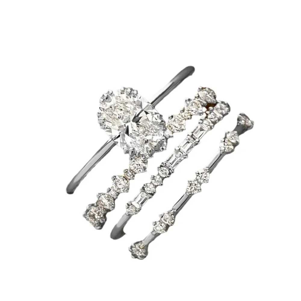 New accessory four zirconia flower engagement anniversary luxury jewelry set rings X241106